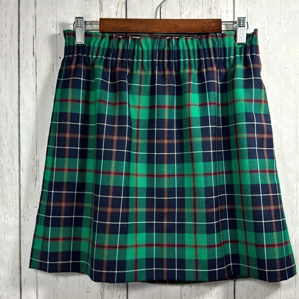 J.Crew Plaid Wool Mini Skirt Green Navy Tartan Preppy Classic 0 Academia Holiday - Picture 5 of 13